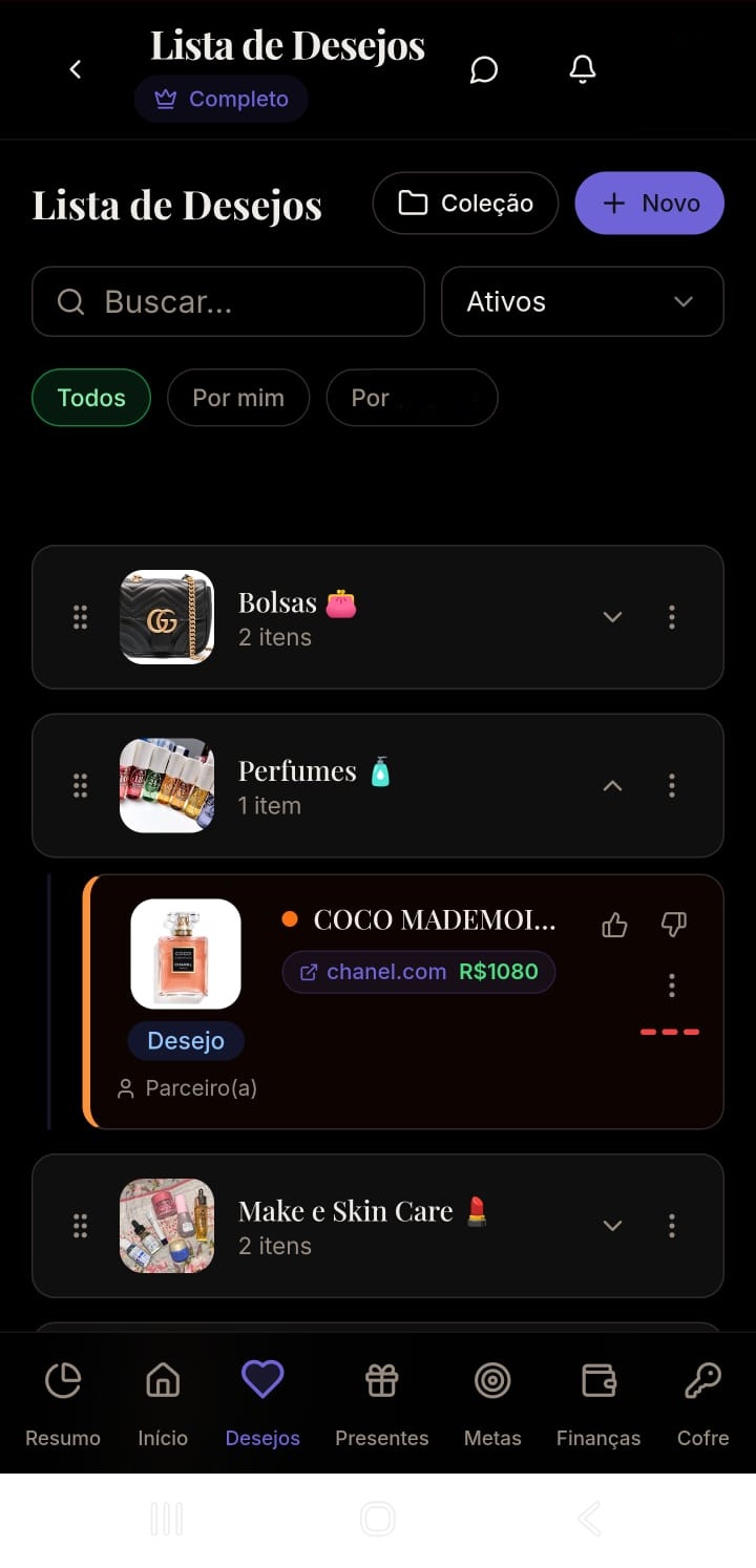 Lista de desejos do casal